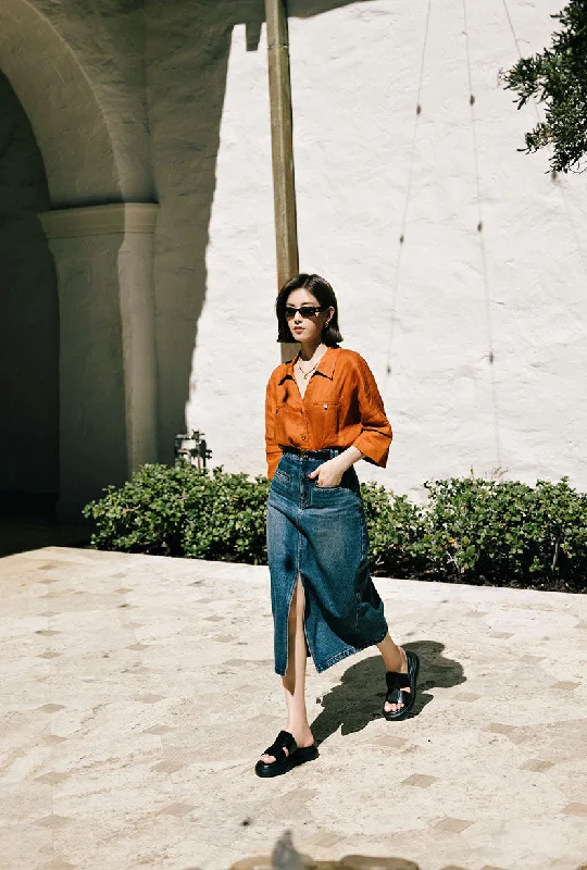 Pippa Denim Skirt leather skirt bold