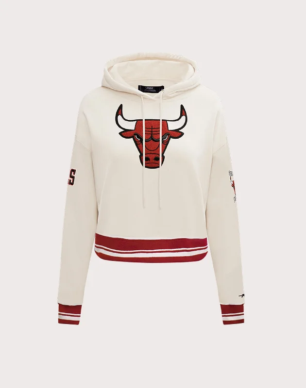 Pro Standard Chicago Bulls Retro Classic Cropped Hoodie Hoodie with Hood Adjustable Protection