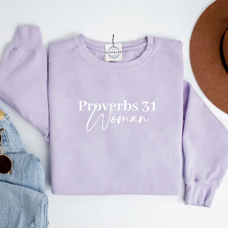 Proverbs 31 Woman Heavyweight Christian Mothers Day Crewneck Sweatshirt Hoodie with Crew Neck Simple Timeless