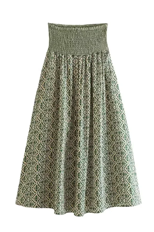 'Remi' High Waist Printed Skirt ribbed skirt waist