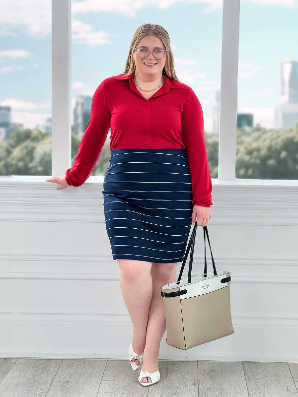 Salma striped pencil skirt chiffon skirt delicate