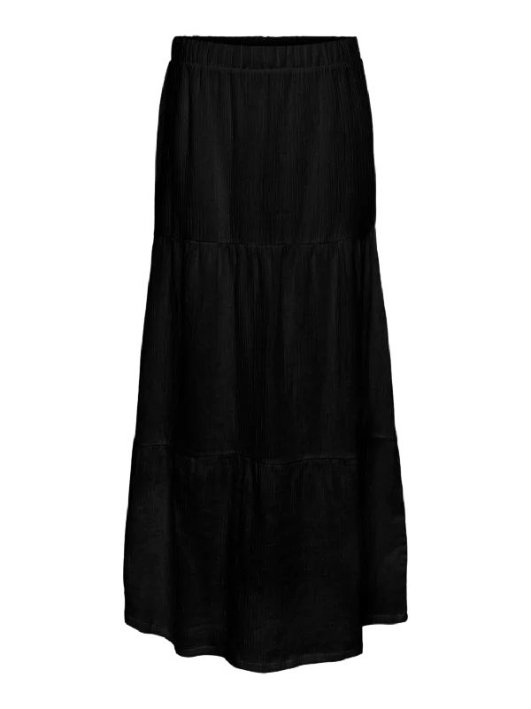PCSIKKA Long Skirt - Black chiffon skirt airy