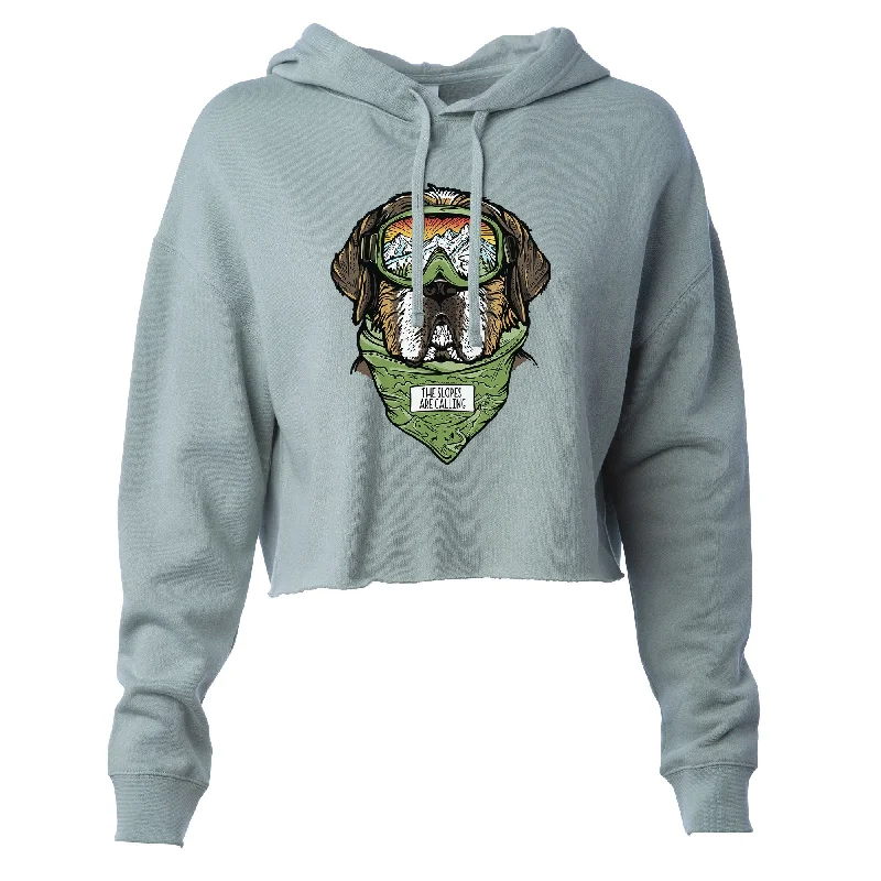 Slopes are Calling Women's Crop Hoodie Hoodie with Typography Text Message