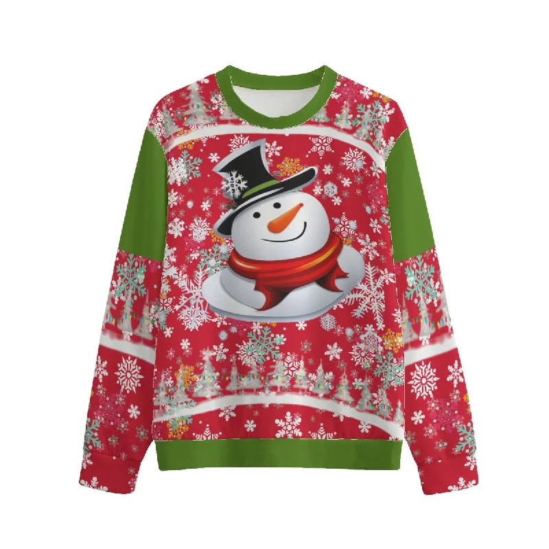 Snow Man's Delight Unisex O-neck Christmas Sweatshirt | 100% Cotton Hoodie with Contrast Stitching Detailed Premium