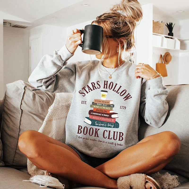 Stars Hollow Book Club Sweatshirt Hoodie with Thumb Holes Functional Cozy