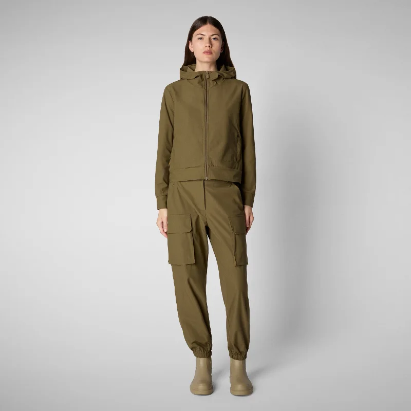 Women's hooded sweatshirt Pear in husk green Hoodie with Cuffed Sleeves Snug Secure