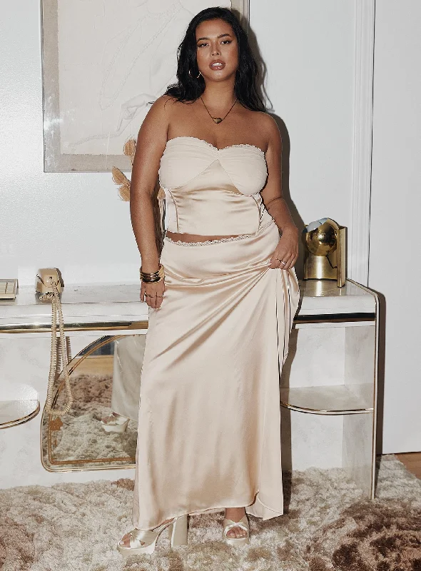 Suga Maxi Skirt Cream Curve denim skirt classic