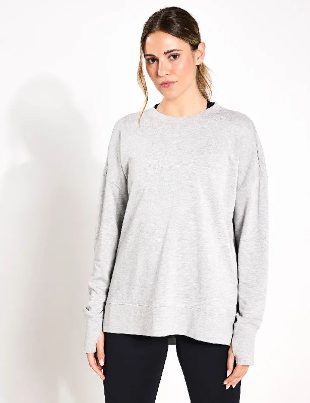 After Class Longline Sweatshirt - Light Grey Marl Hoodie Sweatshirt Pullover