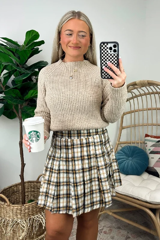 Tannins Pleated Plaid Skort - FINAL SALE wool skirt warm