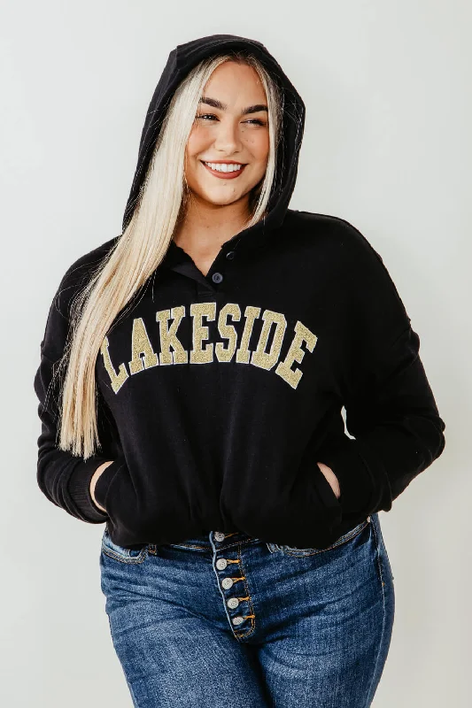 Thread & Supply Katherine Lakeside Hoodie for Women in Black | J1678CPKTS-BLACKLAKESIDE Hoodie with Lace Feminine Delicate