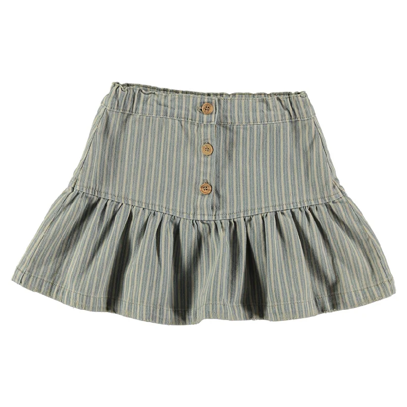 TOCOTO VINTAGE BLUE DENIM STRIPED SHORT SKIRT boho skirt vibe
