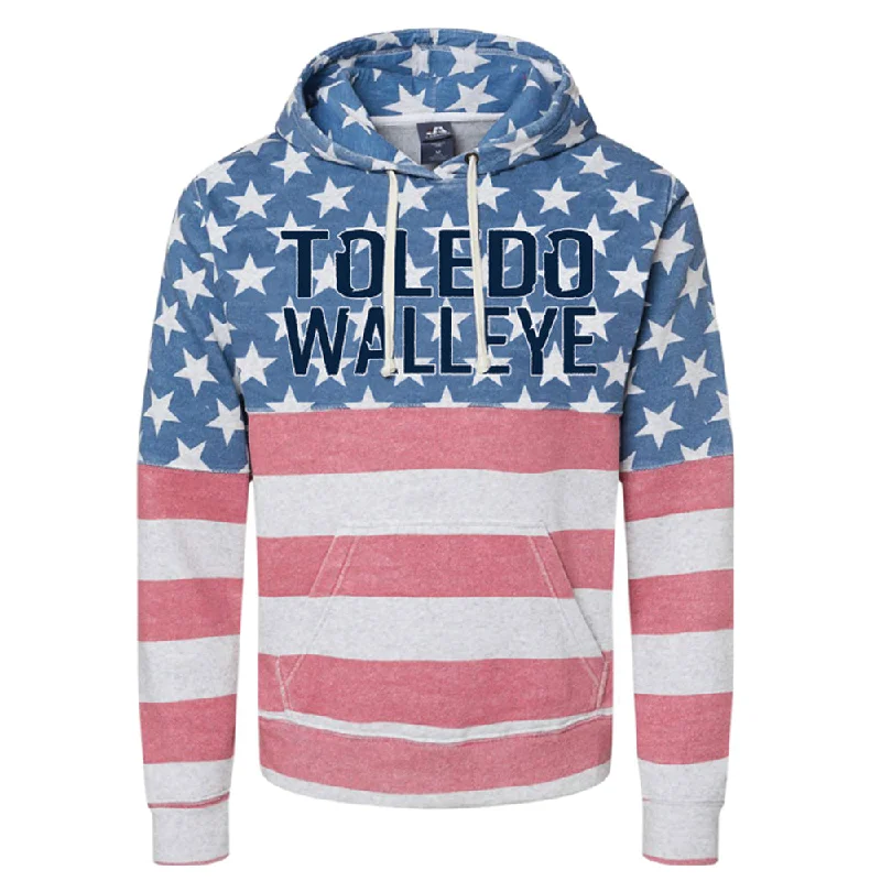 Toledo Walleye Real American Tri-Blend Hoodie Hoodie with Zipper Placket Modern Functional