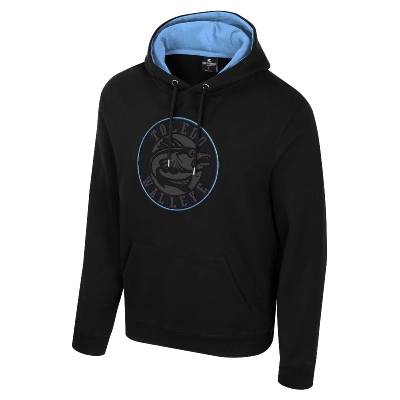 Toledo Walleye Retro Crest Electric Hooded Sweatshirt Hoodie with Hem Embroidery Detailed Premium