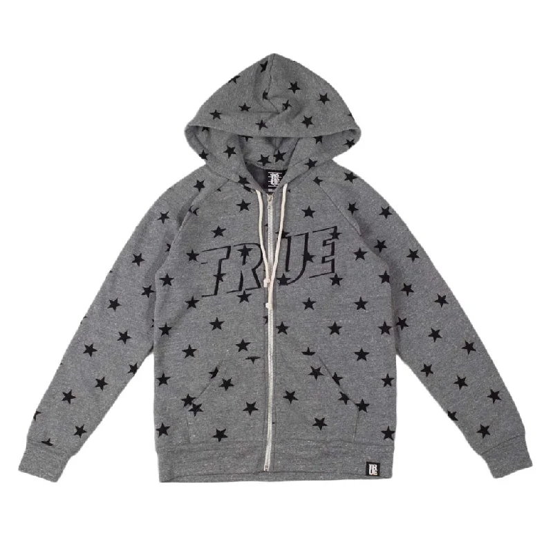 True Women's Just Use It Zip Hoodie Heather Grey Hoodie with Earth Tones Natural Calm