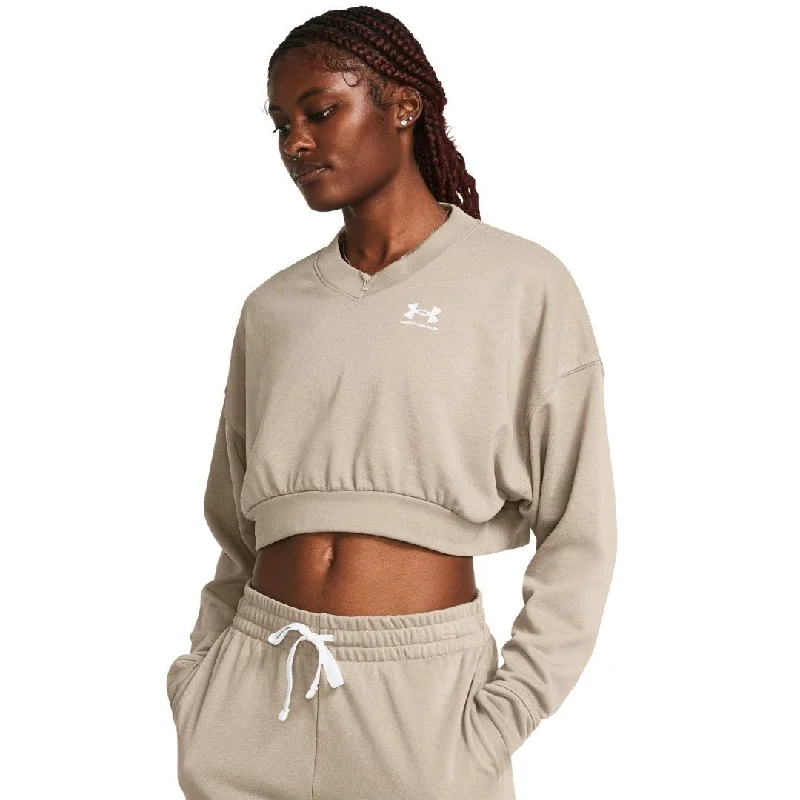 Rival Terry Oversized Crop Sweatshirt Hoodie with Hem Detail Decorative Unique