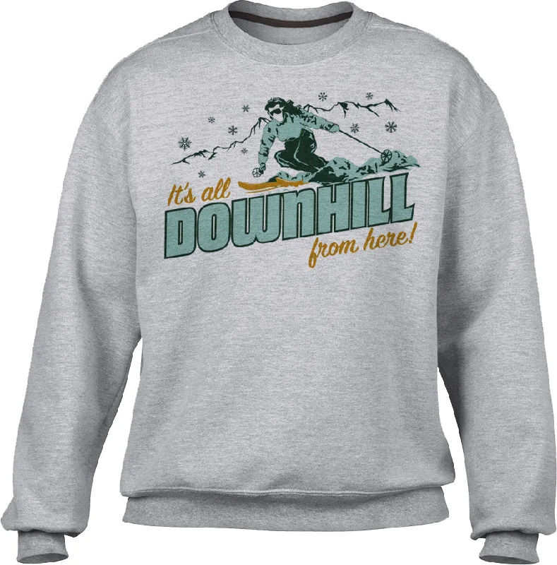 Unisex It's All Downhill From Here Sweatshirt Hoodie with Half-Zip Sporty Casual