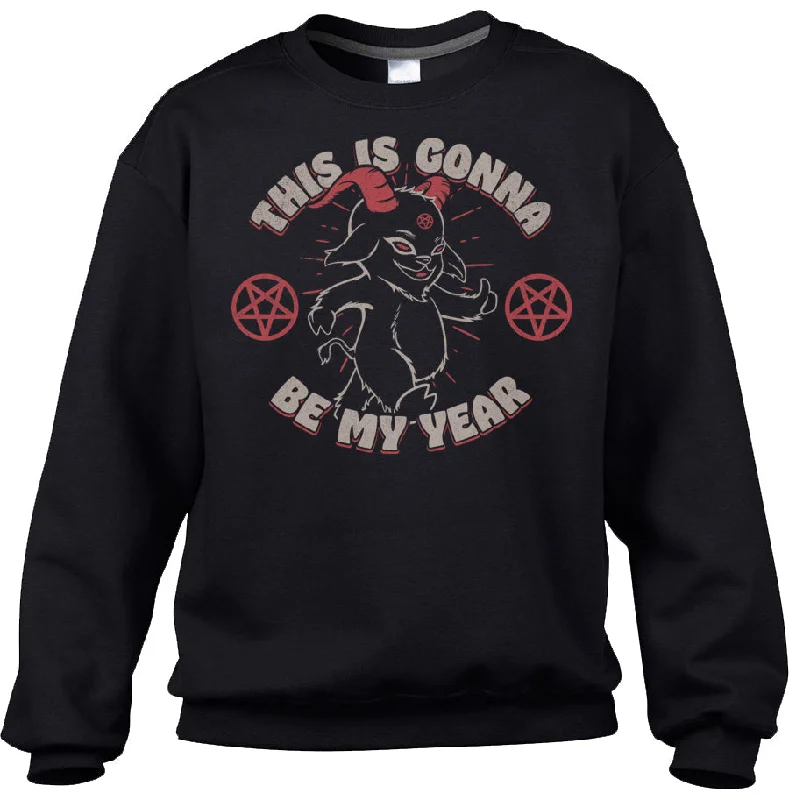 Unisex This is Gonna Be My Year Devil Sweatshirt Hoodie with Earth Tones Natural Calm