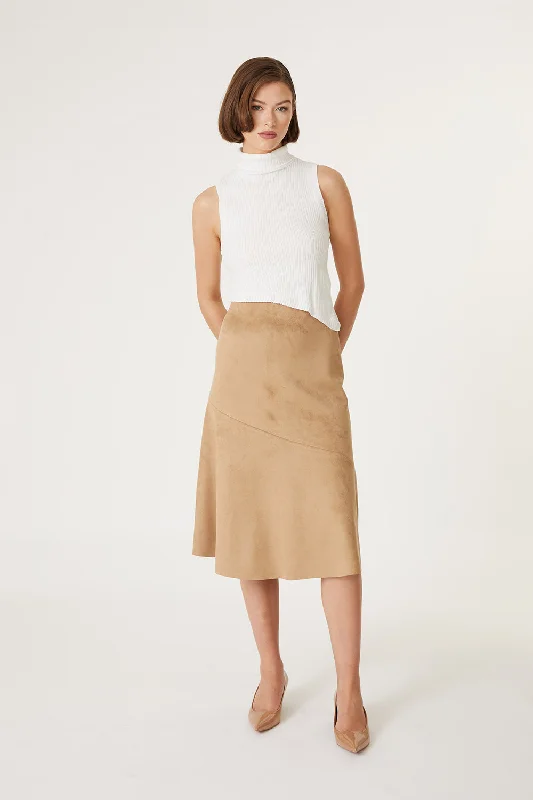 Roan Vegan Faux Suede Midi Skirt lace skirt intricate