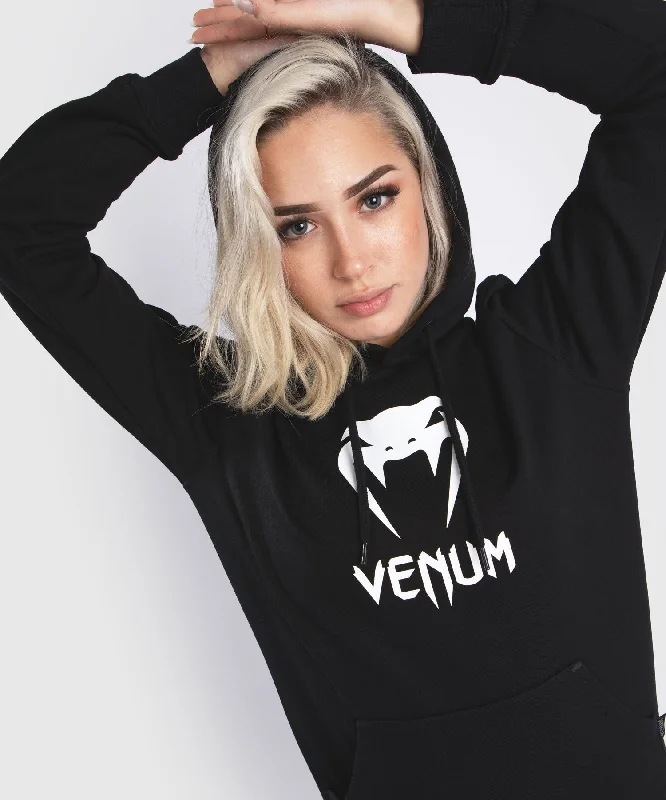 Venum Classic Hoodie - For Women - Black Hoodie with Exposed Zipper Edgy Industrial