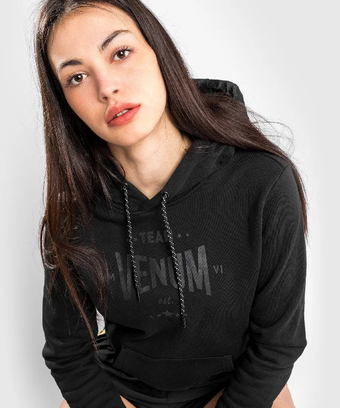 Venum Team 2.0 Hoodie - For Women - Black/Black Hoodie with Snap Buttons Easy Quick