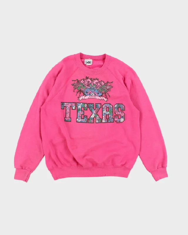 Vintage 90's Women's Lee Floral Texas Sweatshirt - L Hoodie Crop Top Short Trendy