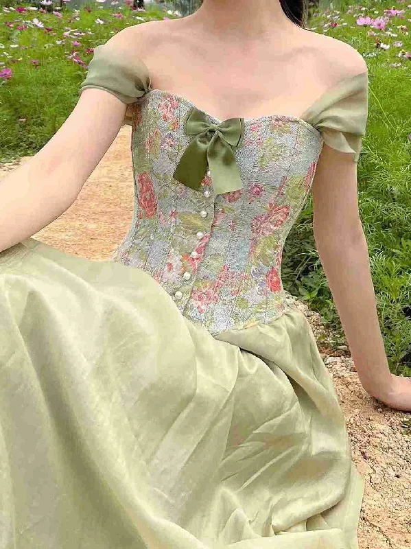 Vintage Princess Bow Tie Corset & Skirt flowy skirt hem