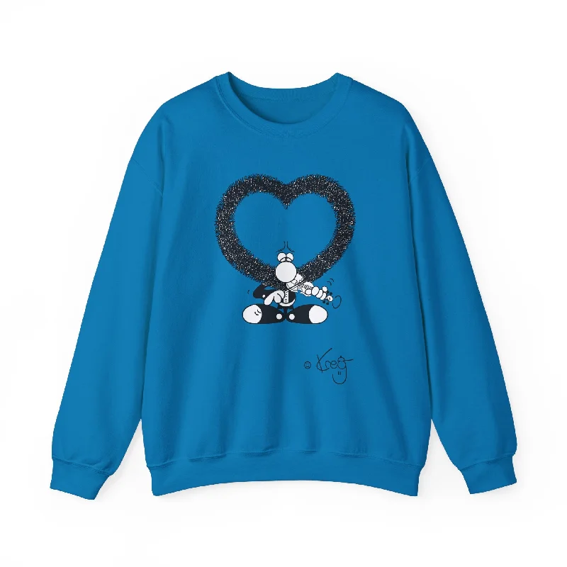 VIOLIN HEART MUSTACHE, Unisex Heavy Blend™ Crewneck Sweatshirt Hoodie with Lace Feminine Delicate