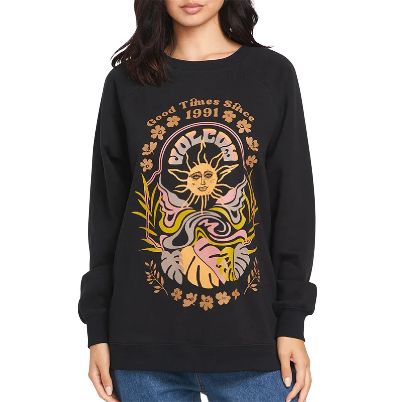 Volcom Women's Stone Magic BF Crew Sweatshirt Hoodie with Strings Custom Fit Adjustable