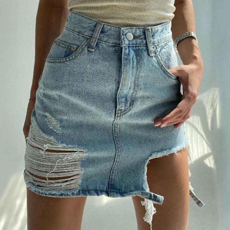 Walk Me Back High Waist Denim Skirt corduroy skirt cozy