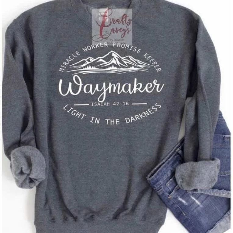 Waymaker-Miracle Worker Promise Keeper! Light In The Darkness-Sweatshirt Hoodie with Earth Tones Natural Calm