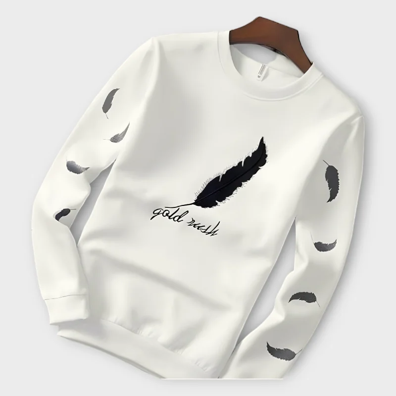 Winter White Printed Sweatshirt Hooded Sweatshirt Casual Wear Street Style
