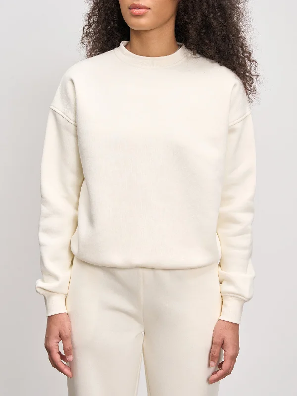 Womens Neoprene Sweatshirt in Ecru Hoodie with Fur Luxurious Winter