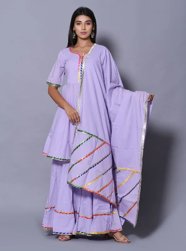 Women's Purple Hand Block Printed Peplum Top & Skirt Set - Saras The Label tulle skirt dreamy