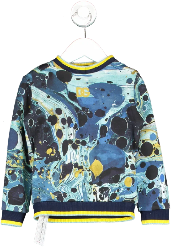 Dolce & Gabbana Blue Graphic Print Jumper 2 Years Houndstooth Herringbone Solid