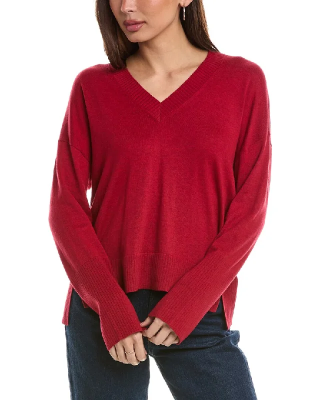Hannah Rose High-Low Cashmere-Blend Sweater Seamless Knitted Crochet