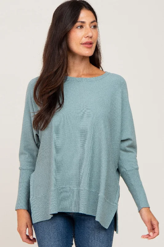 Jade Dolman Sleeve Side Slit Sweater Long Sweater Short Sweater Cropped Sweater