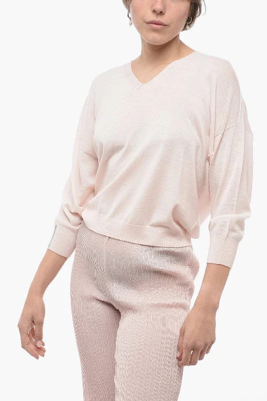 Peserico Lightweight Merino Wool V-Neck Sweater Rayon Fabric Velvet Fabric Corduroy Fabric