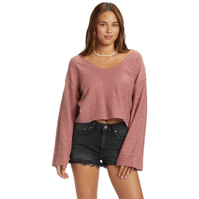 ROXY Womens Made For You V-Neck Sweater- Ash Rose Nylon Fabric Polyester Fabric Spandex Fabric ROXY Womens Made For You V-Neck Sweater- Ash Rose Nylon Fabric Polyester Fabric Spandex Fabric