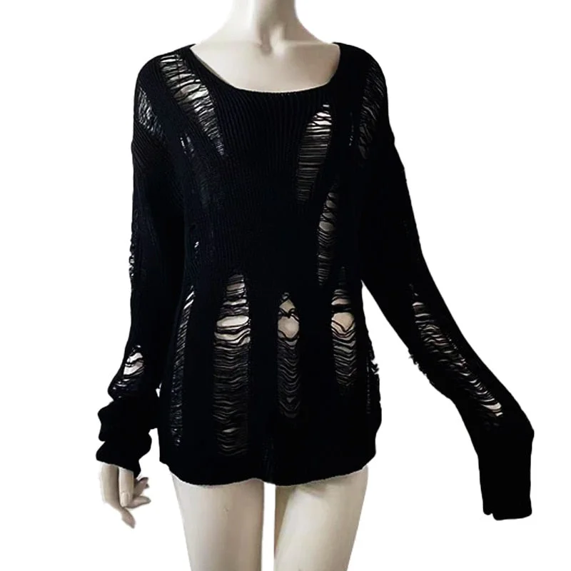 Sweaters Black Gothic Lady Zippered Front Buttoned Front Snap Front